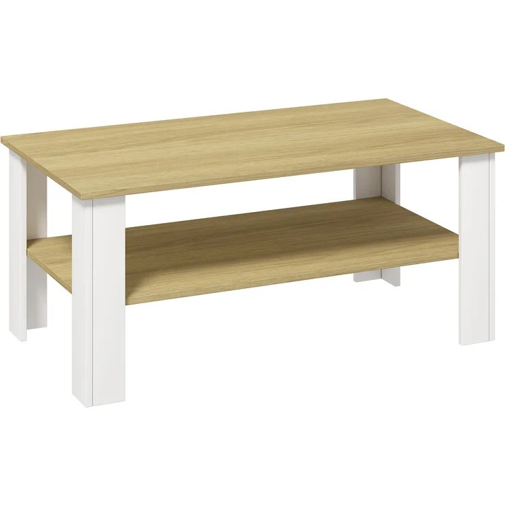 VCM Beistelltisch & Couchtisch Rolas 921268 Weiß / Honig-Eiche H. 44 x B. 100 x T. 55 cm – Bild 2
