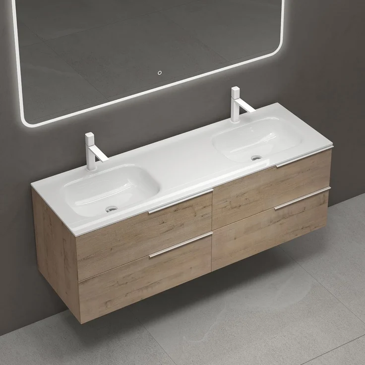 doporro Badmöbel-Set Waschbeckenunterschrank aus Mineralguss Soft-Close Vanessa – Bild 4