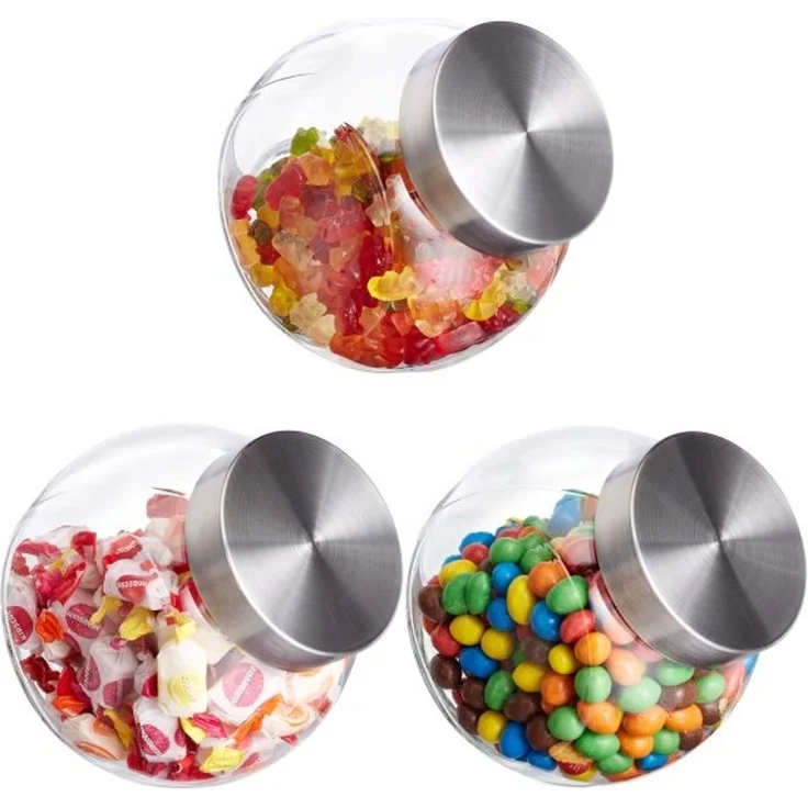 Relaxdays Bonbongläser 3er Set, 1,5 L – Bild 1