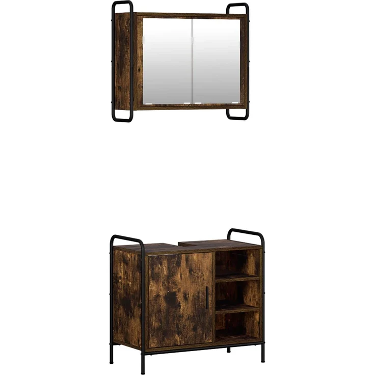 vidaXL Badezimmerschrank-Set 2 stk. Räuchereiche 65,5 x 34 x 61 cm 3444485 – Bild 2
