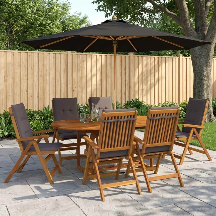 vidaXL Essgruppe für draußen mit Sonnenschirm 8 stk. 6-Sitzer 3438544 – Bild 1