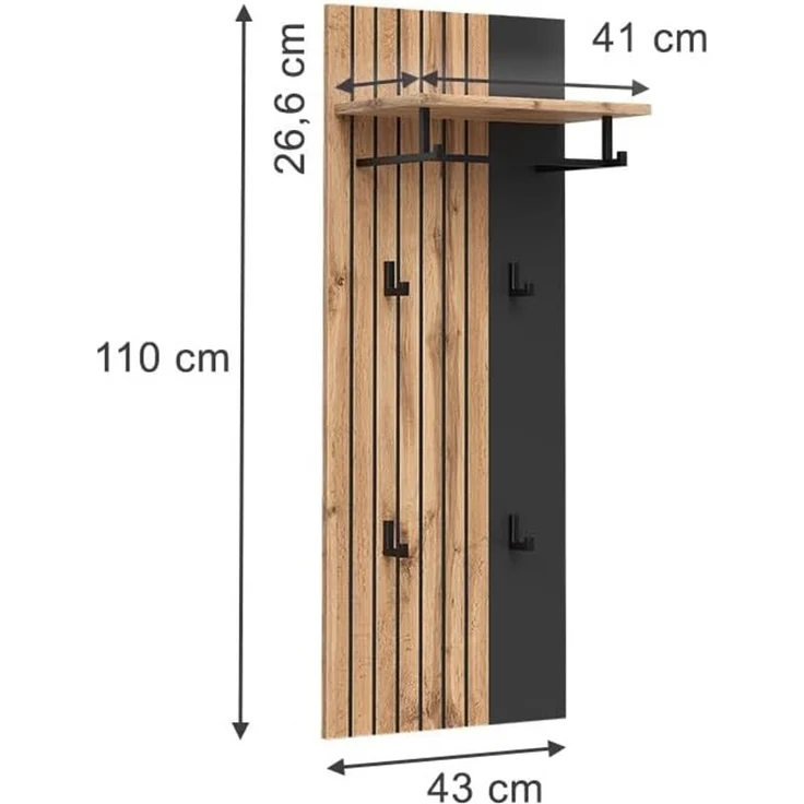 Wandgarderobe Amber Eiche Wotan 43 x 110 cm Vicco – Bild 3