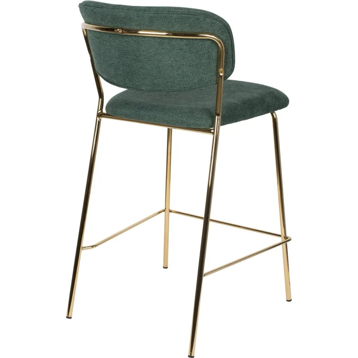 Barhocker Jolien im 2er-Set, Dunkelgrün mit goldenem Metallgestell, gepolstert, Stoffbezug, Sitzhöhe 65 cm – Bild 4
