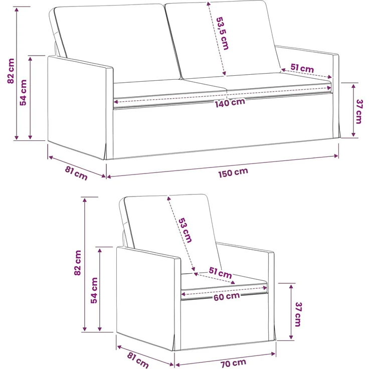 vidaXL Sofa-Set 2 pcs Jeans blau Stoff 3433160 – Bild 8