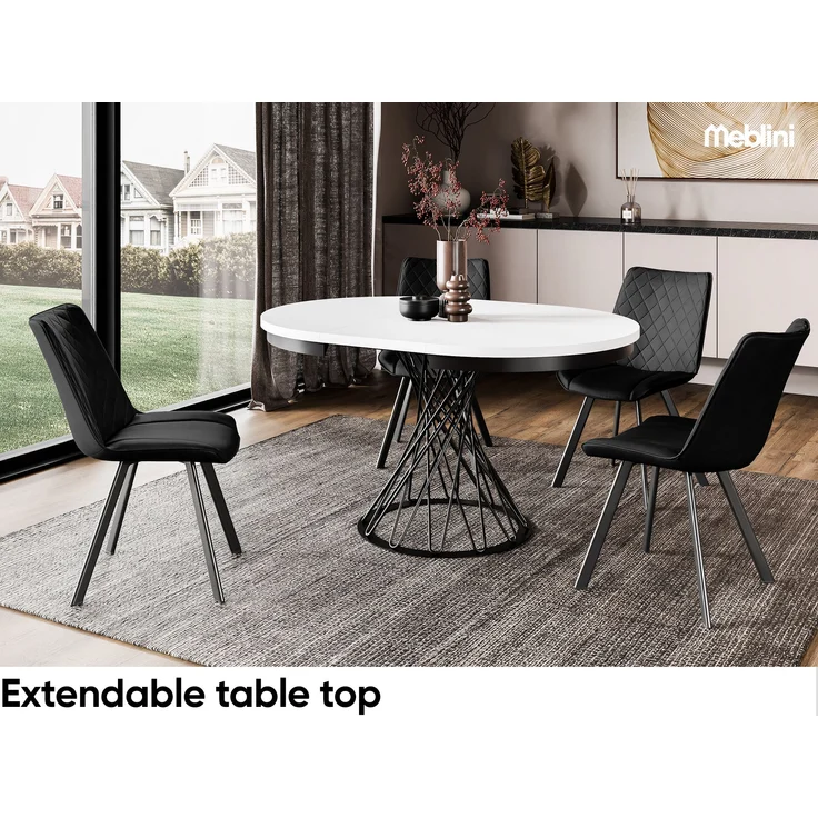 MEBLINI Esstisch Rund Ausziehbar aus Metall - 100-138x77cm - LUCO - Artisan Eiche/Schwarz Matt - Loft - Esszimmertisch Modern - Küchentisch - Ausziehtisch - Round Dining Table - Esszimmertische – Bild 4