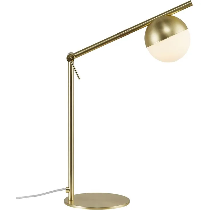 Nordlux Contina Tischleuchte, Messingoptik mit Opal Weißem Shade, 48,5 cm wysokość
