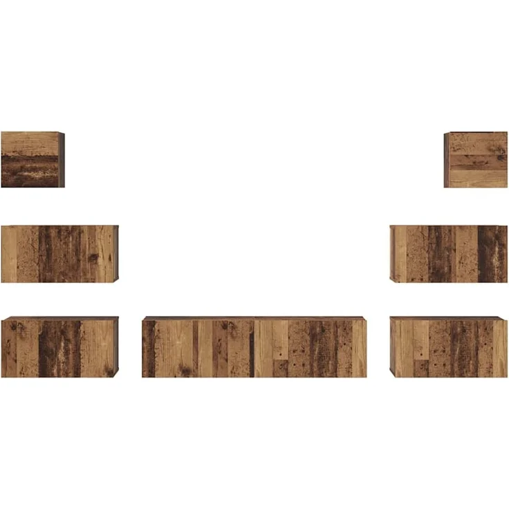 vidaXL TV-Schrankset Wandmontiert 8 pcs Altholz Holzwerkstoff 3393153 – Bild 6