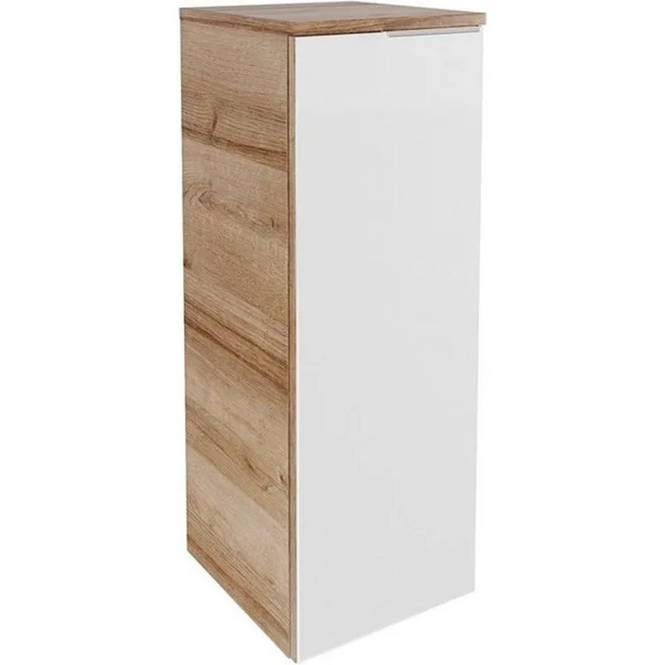 Fackelmann B.BRILLANT Midischrank, 30 cm breit, Weiß Glas/Braun hell