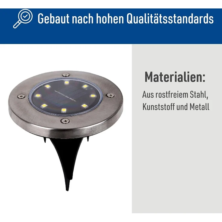 näve LED Solarleuchte Kian - Solar-Erdspieß, LED fest integriert, Warmweiß, LED Solar-Boden-Erdspieß, Set, Solar-Lampe, Bodenleuchte – Bild 4