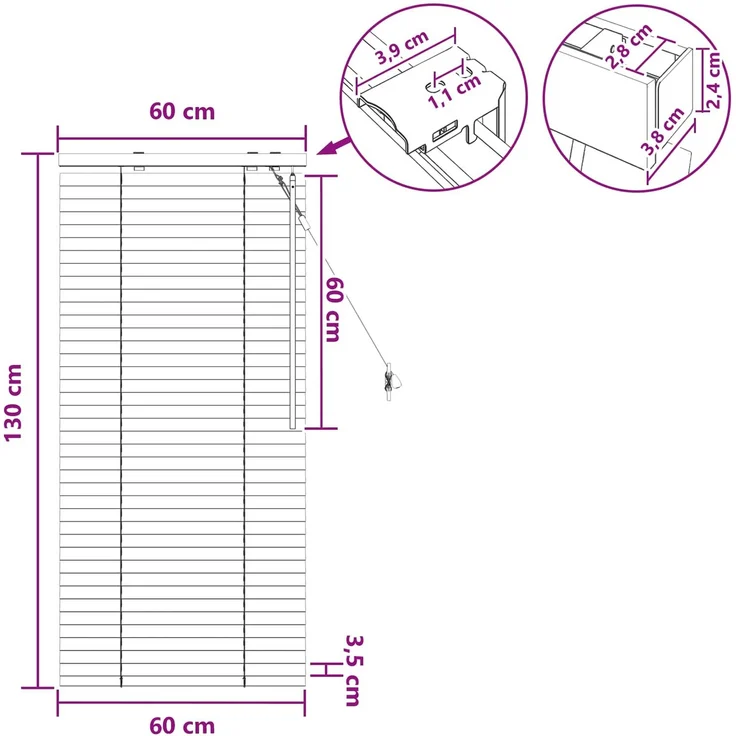 vidaXL Venezianische Jalousie Weiß 60 x 130 cm 35 mm 42015383 – Bild 9