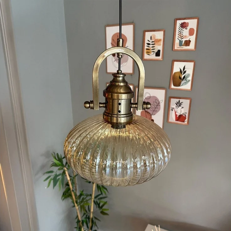Bamyum Pendelleuchte Elegant Glas Pendelleuchte Hängelampe Restaurant Halle Beleuchtung, ohne Leuchtmittel – Bild 3