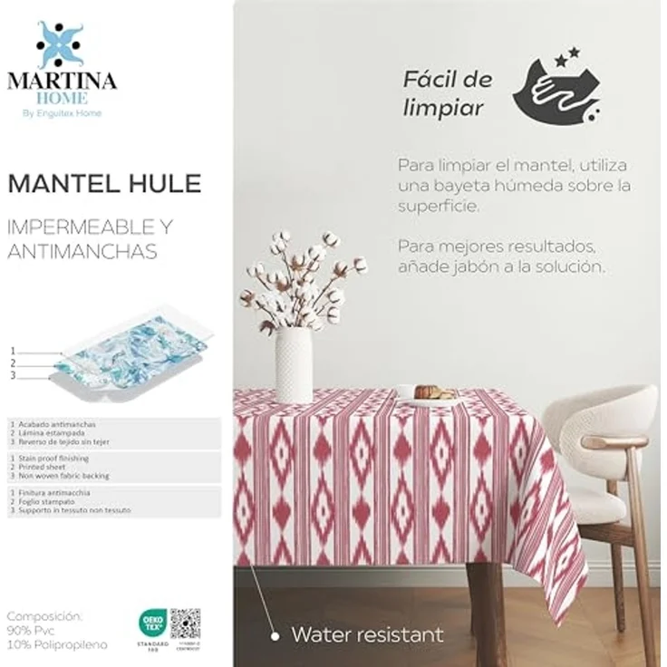 Martina Home Wachstuch-Tischdecke, Malorquí, Rot, 240 x 140 cm – Bild 5