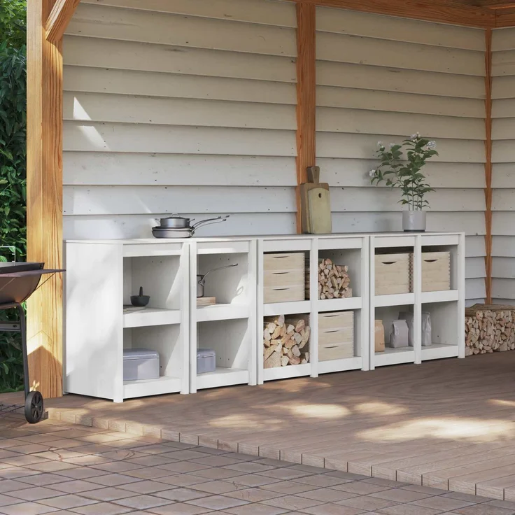 vidaXL Außenküchenschrank MEPPEL 4 stk. Weiß 322 x 55 x 92 cm 3443810 – Bild 1