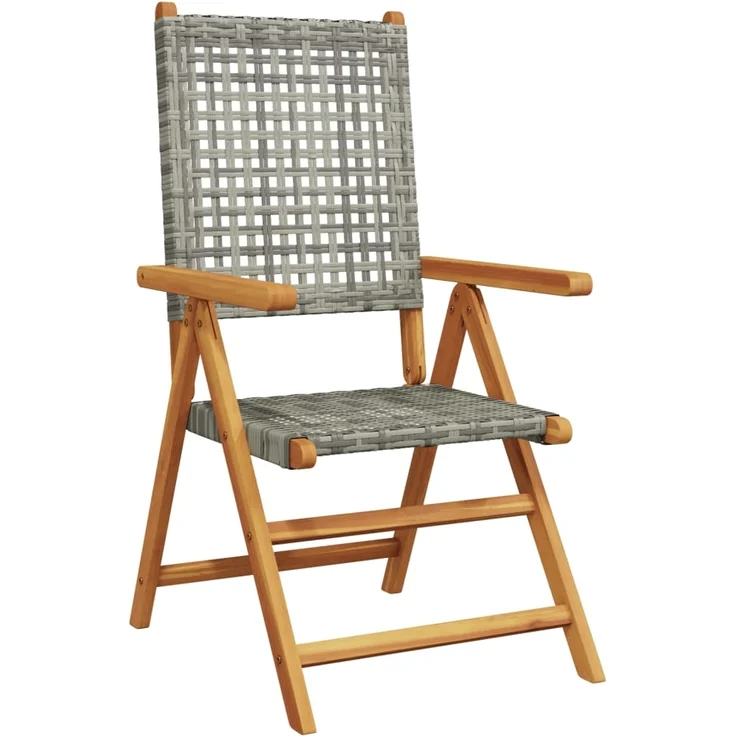 vidaXL Gartenstuhl Verstellbar 4 Stk. Grau Poly Rattan Massivholz 3214523 – Bild 2