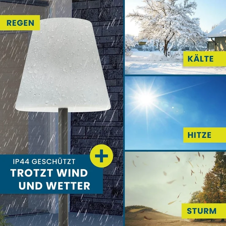 Hoberg XXL-Stehlampe für In- & Outdoor | 1,87 M große Lampe mit 3 einstellbaren Lichtintensitäten | Stimmungsvolle Standleuchte im zeitlos-modernen Design | IP-44 Wasser geschützt [schwarz, weiß] – Bild 5