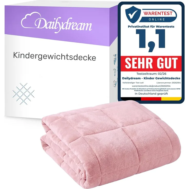 Dailydream Gewichtsdecke Kinder Therapie-Bettdecke, 3,2Kg, 104x150 cm, kuschelig rosa