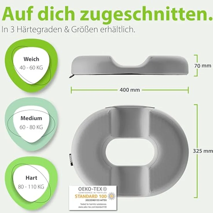 feela Sitzkissen Orthopädischer Sitzring – entlastet Steißbein & Becken beim Sitzen, Ideal nach OP, Schwangerschaft & bei Hämorrhoiden – mehr Komfort – Bild 6