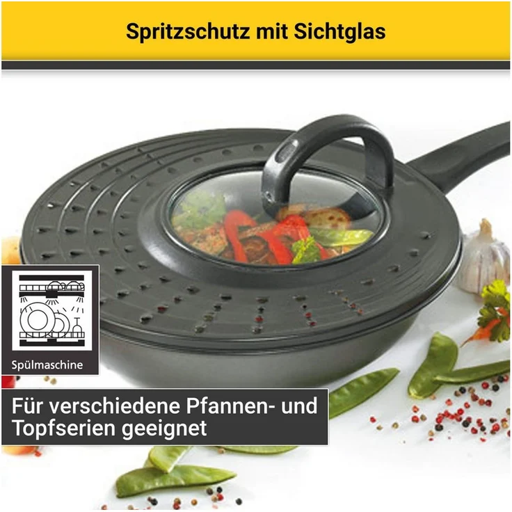 Universal Pfannen-Spritzschutz Ø 31 cm mit Sichtglas / Universaldeckel / Spritzschutz - Deckel – Bild 2