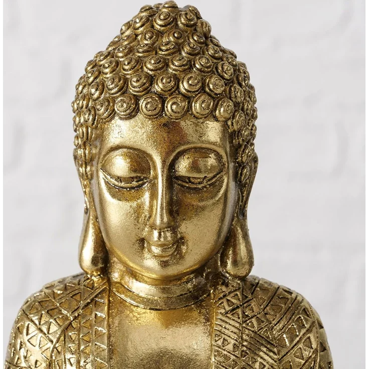 Dekofigur, Buddha Figur, Kunstharz gold, H 20 cm – Bild 4