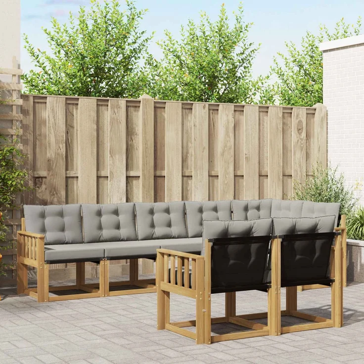 vidaXL Outdoor-Sofagarnitur 8 stk. 7-Sitzer Weiß und Hellgrau 3389593 – Bild 1