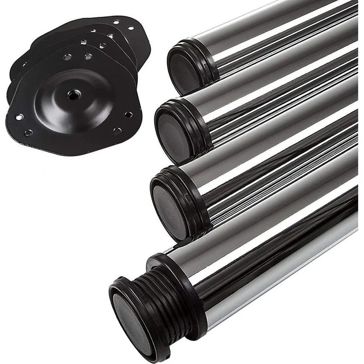 SO-TECH® Tischbein Ø 60 mm, belastbar bis 75 kg pro Stück, höhenverstellbar, Höhe 71 cm, Stahl, Chrom poliert, 4x