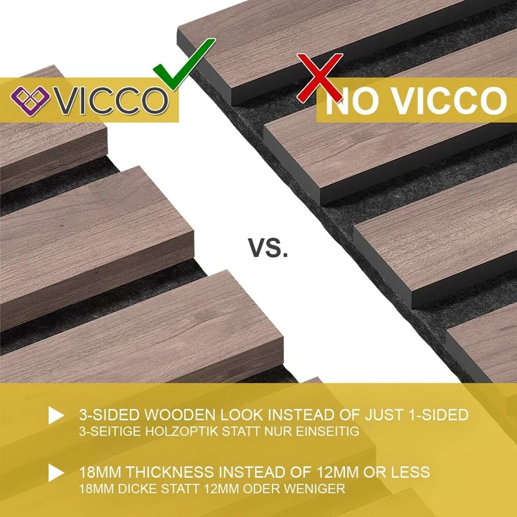 Wandpaneele Akustikpaneel Nussbaum/Braun 4 Stück Vicco – Bild 4