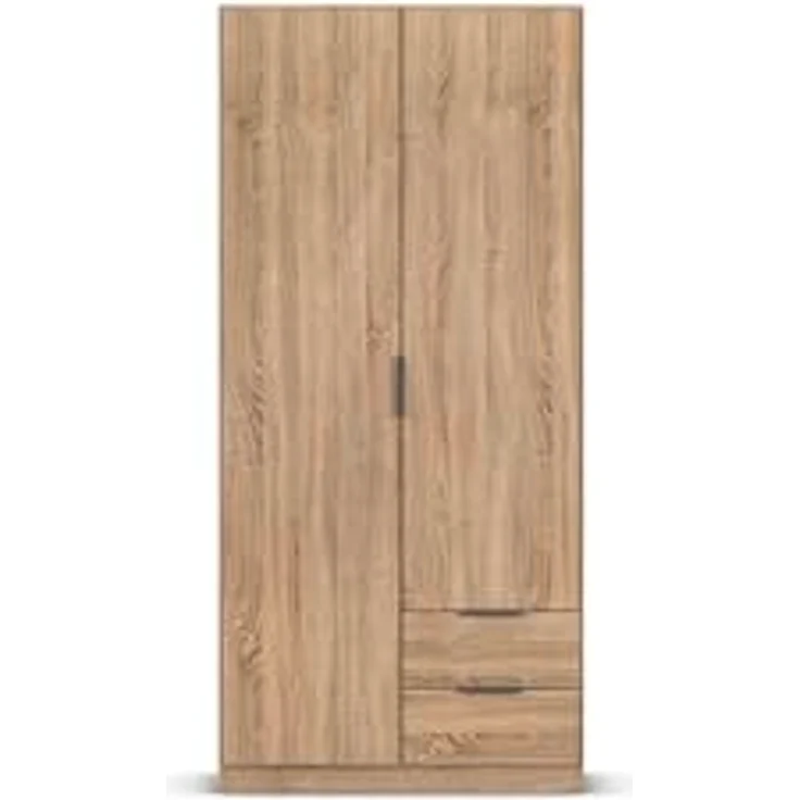 Rauch Möbel Lagoa, Kleiderschrank, Garderobe für Schlafzimmer, Kinderzimmer, Jugendzimmer 2-türig, 2 Schubladen, mit Zubehör Basic, Farbe Eiche Sonoma, Holz, Breite 91 cm – Bild 9