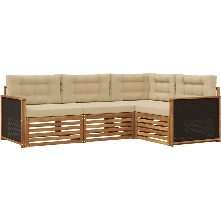 vidaXL Outdoor-Sofagarnitur 4 stk. 4-Sitzer Natur und Beige 3383286 – Bild 2