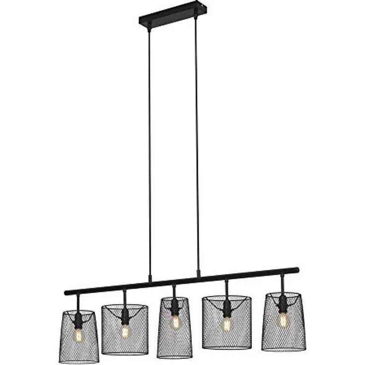 Briloner Pendelleuchte Pendellampe Drahtschirmen Metall schwarz, 5x E14 40W, IP20, Vintage-Design, vielseitig einsetzbar