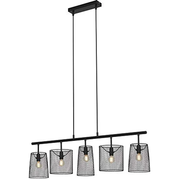 Briloner Pendelleuchte Pendellampe Drahtschirmen Metall schwarz, 5x E14 40W, IP20, Vintage-Design, vielseitig einsetzbar – Bild 1