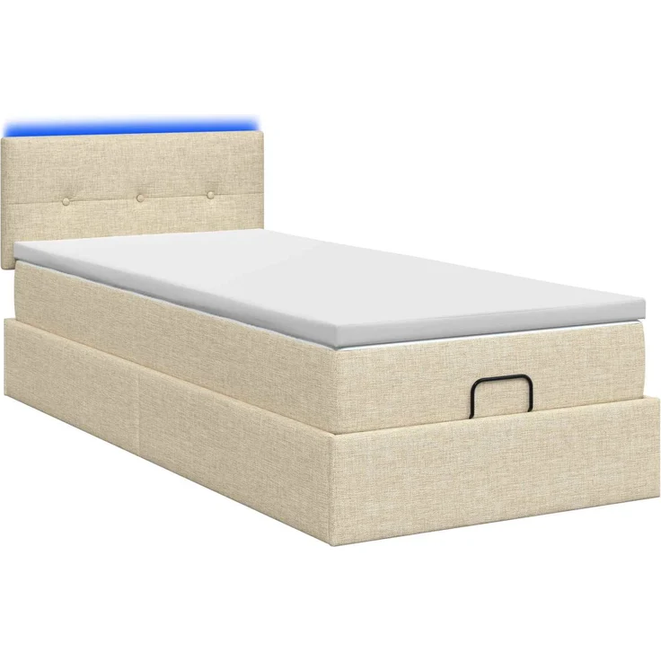 vidaXL Ottoman-Bett mit Matratze und LED Creme 80 x 200 cm Stoff 3456868 – Bild 9