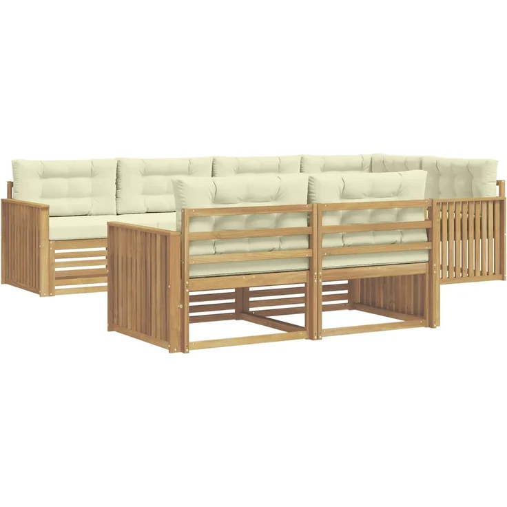 vidaXL Outdoor-Sofagarnitur 7 stk. 7-Sitzer Weiß und Creme Polyester 3390640 – Bild 2