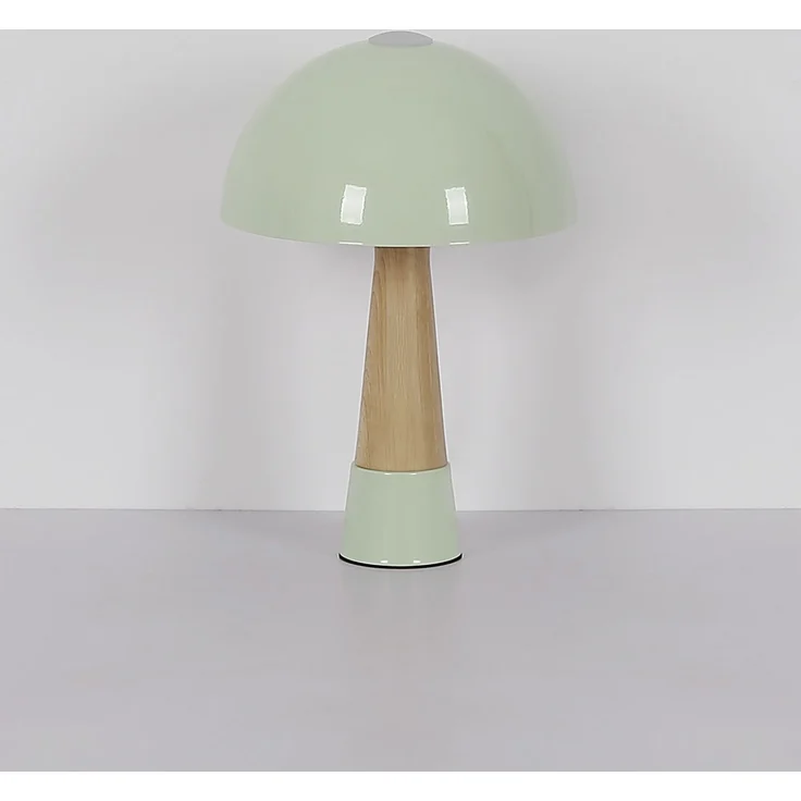 Retro Tischleuchte Pilz, Holzoptik, grün, E27, H 36,5 cm – Bild 10