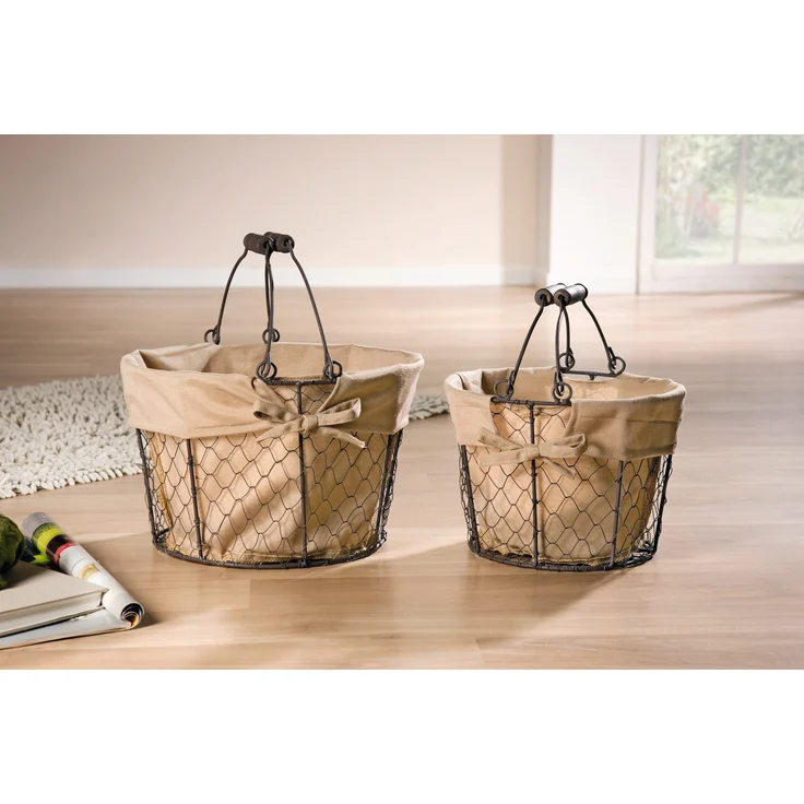 2er Set Füllkorb Flechtkorb Dekokorb Tischdeko Landhaus Korb – Bild 2