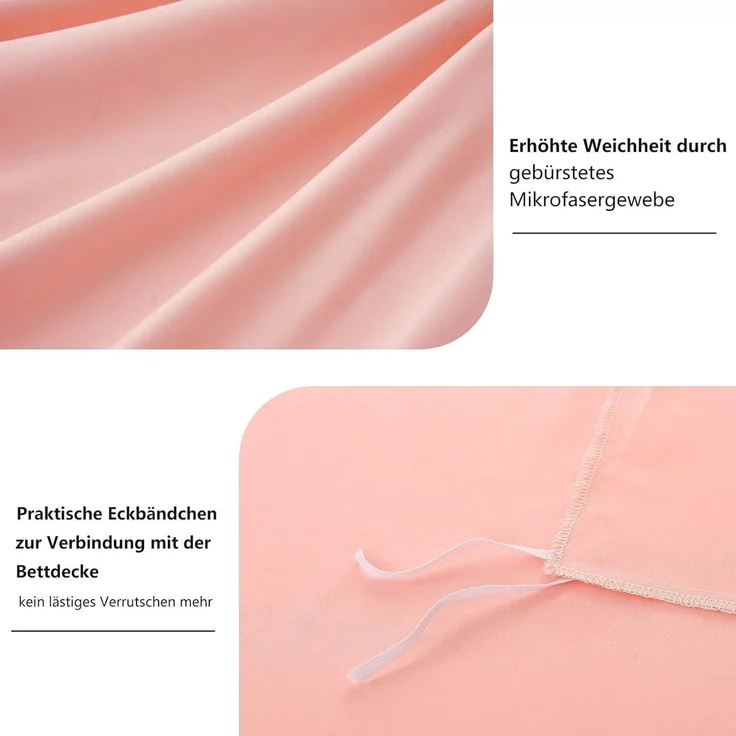 Bettwäsche 220x240 Set Rosa 3teilig mit Kissenbezüge Mikrofaser – Bild 5