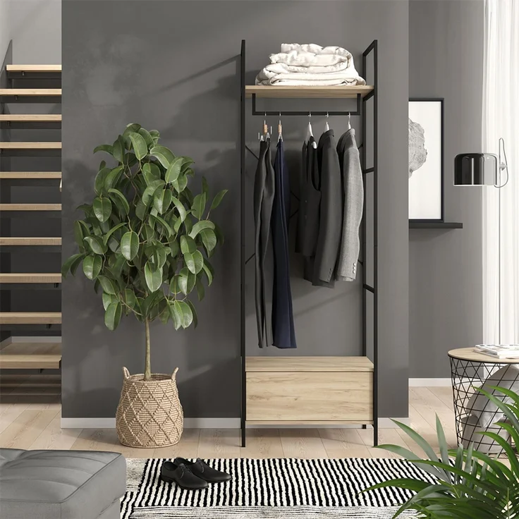 Kleiderschrank Enya Holz 60 x 180 cm mit Schublade Vicco – Bild 3