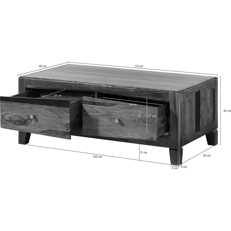 Couchtisch Sheesham 115x60x45 braun lackiert ANCONA #102 – Bild 8