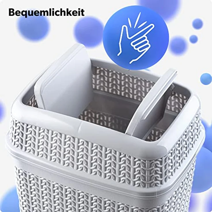 KADAX Kosmetikeimer mit Schwingdeckel, 5L Abfallbehälter für Bad und Küche, grau – Bild 4