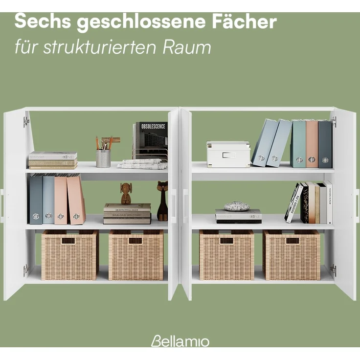 Bellamio 'Aland' Dachschrägenregal mit Türen, weiß, 100x52x179 cm, Schrank für Dachschräge mit 6 Fächern – Bild 4