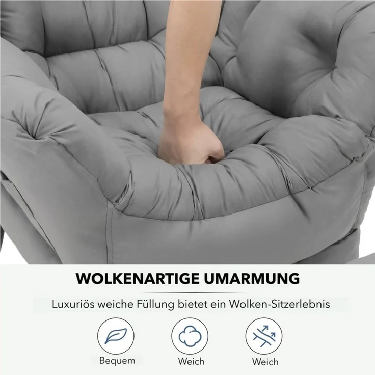 TLGREEN Loungesessel mit klappbarem Fußhocker, ergonomisch Relaxsessel, (Großliegestuhl mit rutschfesten Füßen, Seitentasche und 150 kg Tragkraft, leicht zu reinigendes Material), ideal für Wohnzimmer, Schlafzimmer und Arbeitszimmer – Bild 3