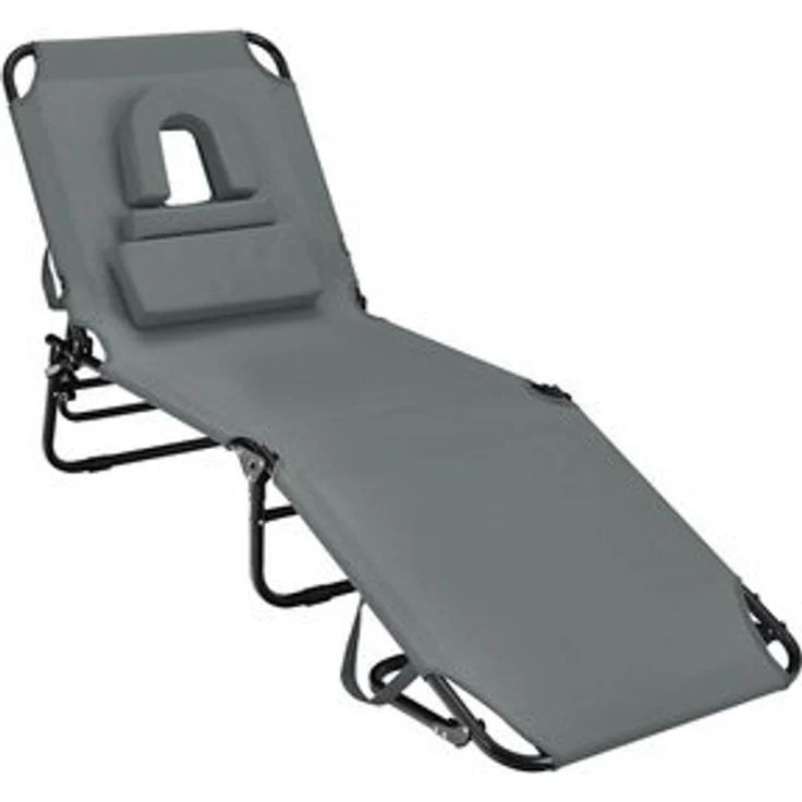 COSTWAY Gartenliege Sonnenliege, 1 St, mit Gesichtsöffnung & Kissen, klappbar – Bild 6