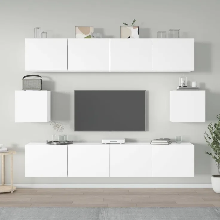 6-tlg. TV-Schrank-Set Weiß Holzwerkstoff [3114358]