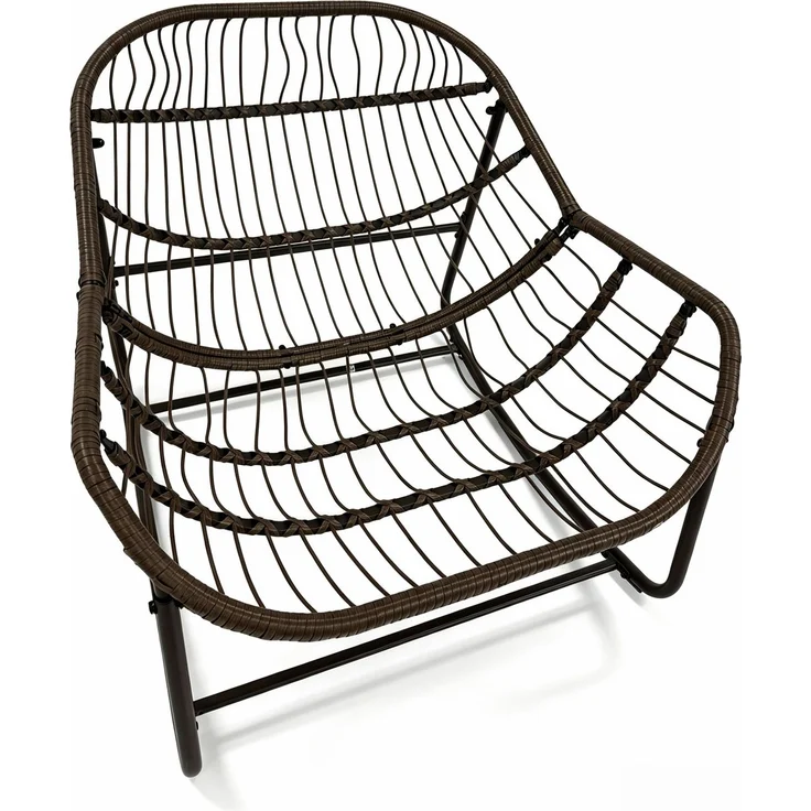 Gartenschaukelstuhl, extragroßer Schaukelstuhl aus Korbgeflecht in Eiform, bequemer Schaukelstuhl für drinnen und draußen mit dickem Kissen, moderner Lounge-Sessel für Balkon, Veranda, Garten, Terrasse, Hinterhof, Grau – Hellgrau – 93 x 73 x 23 cm – YO... – Bild 8