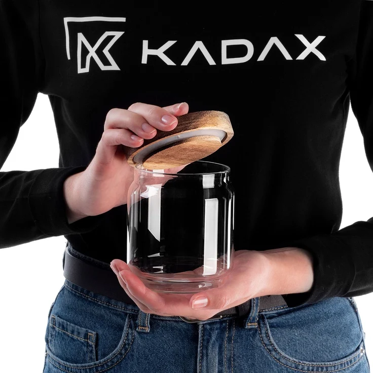 KADAX Vorratsglas 450ml mit Holzdeckel, Glasbehälter zur Aufbewahrung von Lebensmitteln, Vorratsgläser mit Deckel, Vorratsbehälter aus Glas, Vorratsdosen – Bild 8