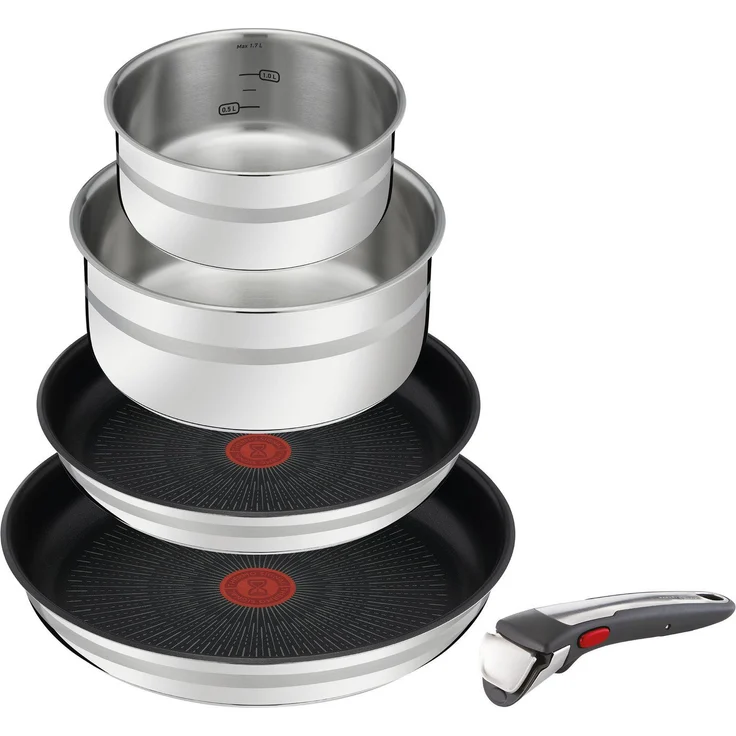 Jamie Oliver by Tefal Ingenio 5-teiliges Topf und Pfannenset abnehmbarer Griff, stapelbar, platzsparend, Topfset Induktion mit Antihaftversiegelung, einfache Handhabung und Reinigung, L97696 – Bild 1