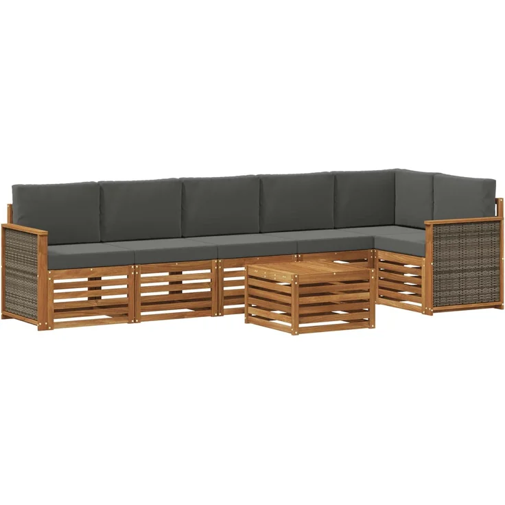 vidaXL Outdoor-Sofagarnitur 7 stk. 6-Sitzer Natur und Anthrazit 3384438 – Bild 2