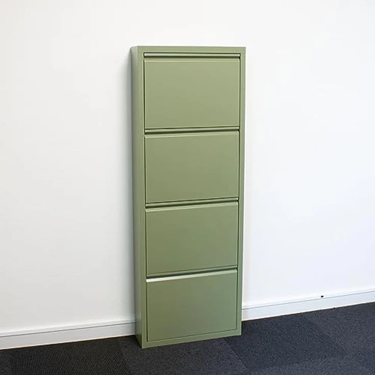 ebuy24 Pisa Schuhkipper, Grün, Metall, 150x140x16 cm, mit 12 Klappen für platzsparende Schuhaufbewahrung – Bild 2