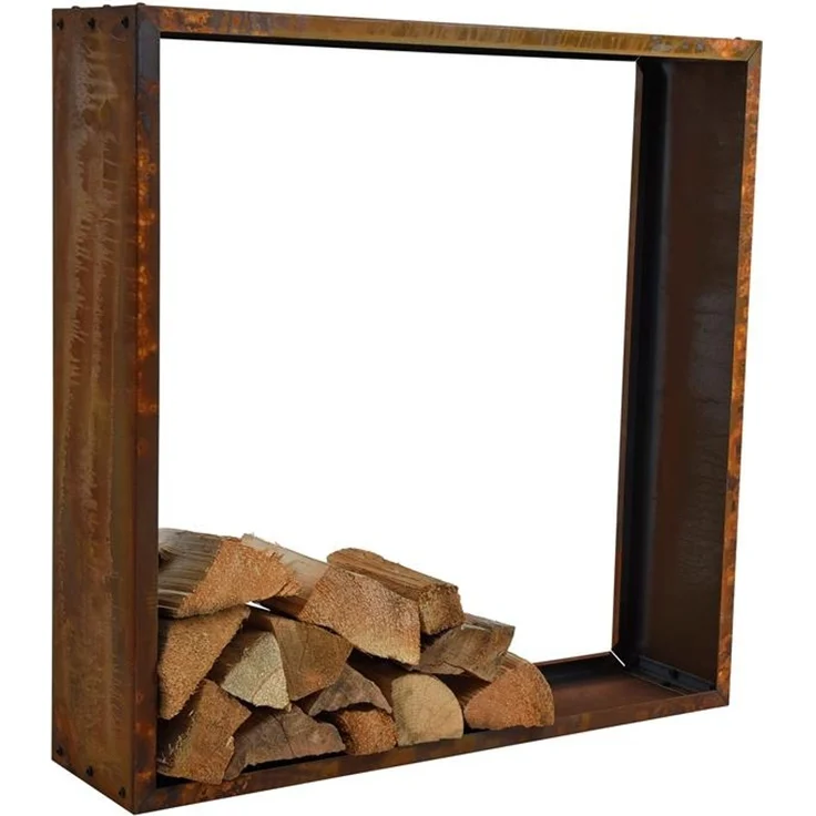 Kaminholzregal Brennholzregal Edelrost 100x100x25 cm Holzregal Rost Cortenstahl – Bild 2