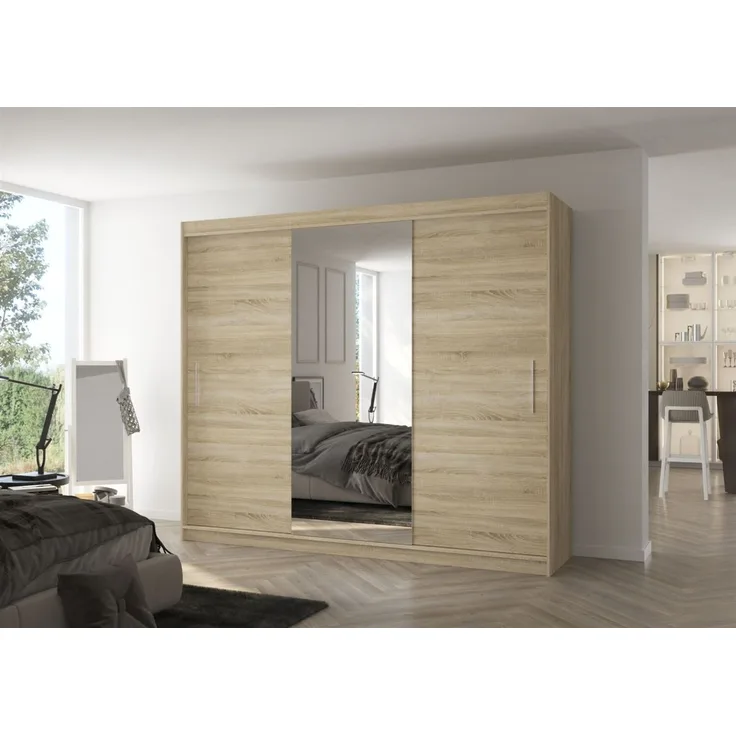 Schiebetürenschrank Schrank Nr. 540 in Sonoma matt- Spiegel 250 x 215 x 58 cm