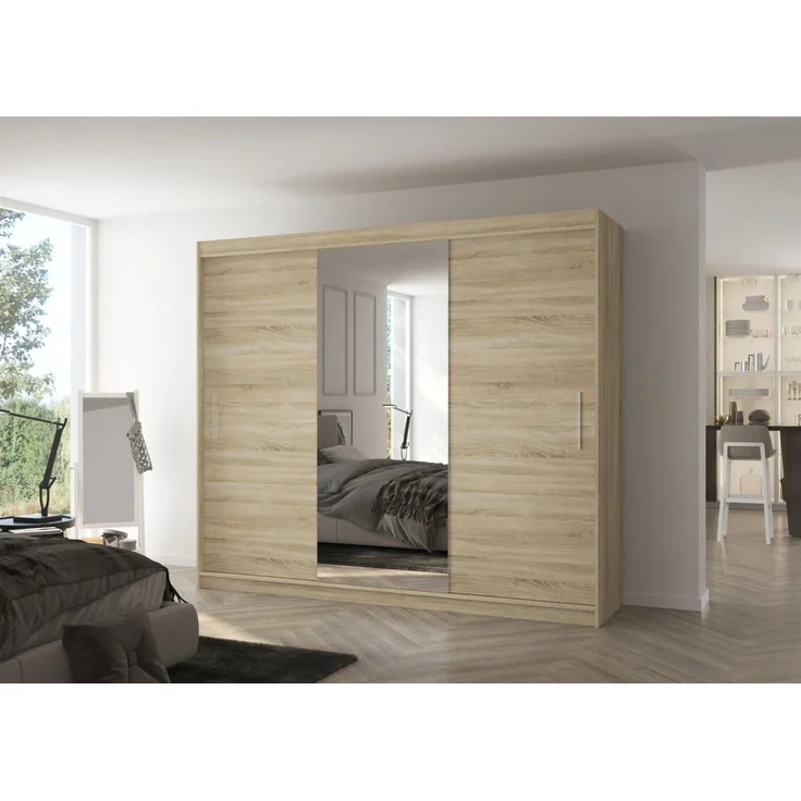 Schiebetürenschrank Schrank Nr. 540 in Sonoma matt- Spiegel 250 x 215 x 58 cm – Bild 1